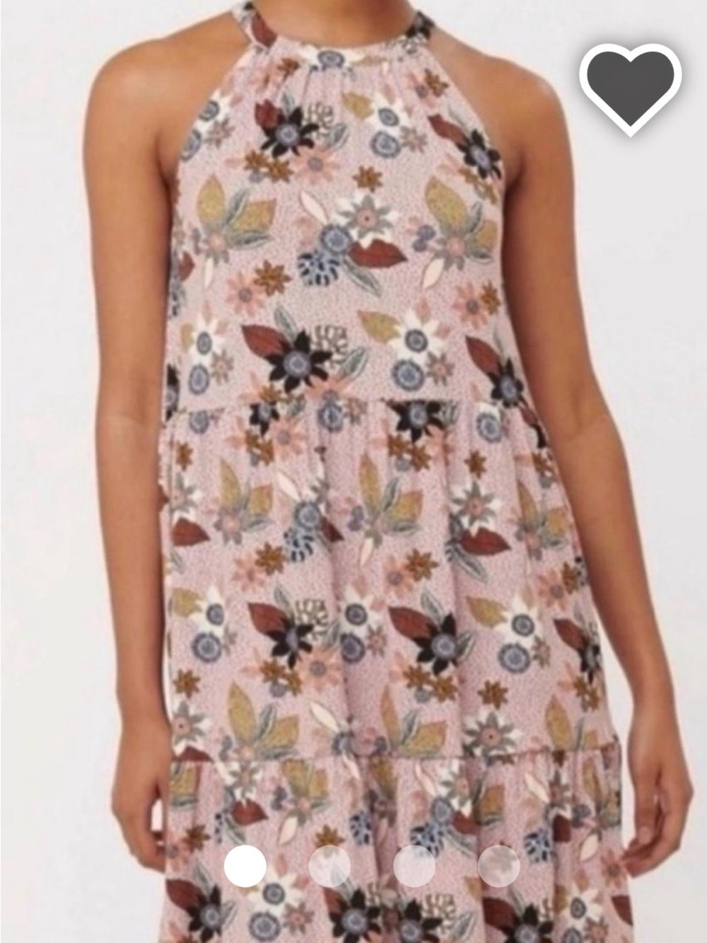 LOFT Pink Floral Halter Tiered Mini Dress2479